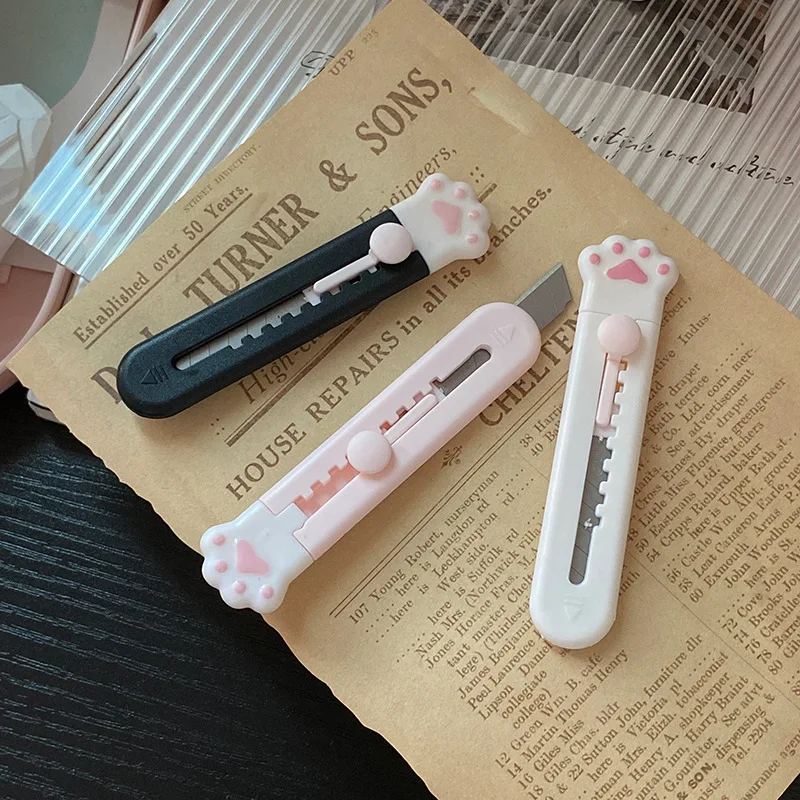 1pc Cute Mini Art Utility Knife Cartoon Cat Paw Cloud Flower Shape Cutter Express Box Paper Envelope Opener Blade Stationery