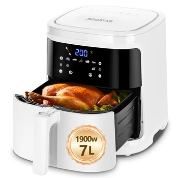Aigostar White Cube 7L 1900W friggitrice ad aria intelligente senza olio, controllo App e WiFi, 7 programmi con schermo LED, cestello rimovibile N 1