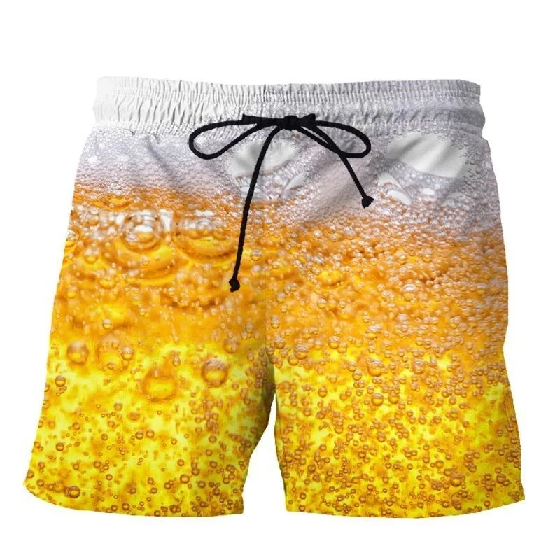 3D Print Funny Beer Beach Shorts For Men Hip Hop Cool Oversized Short Pants Summer Fashion Casual Swim Trunks Male Clothing 5