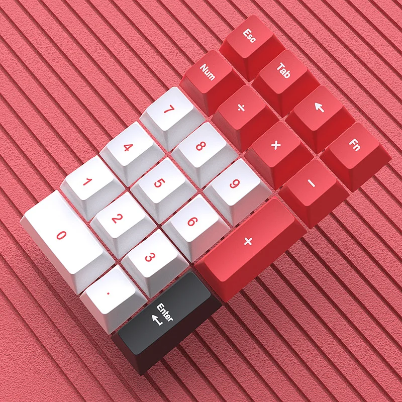 KUXM 혈액 산소 레드 21 키캡 PBT 오리지널 열승화 숫자 키패드 (금융 회계용)