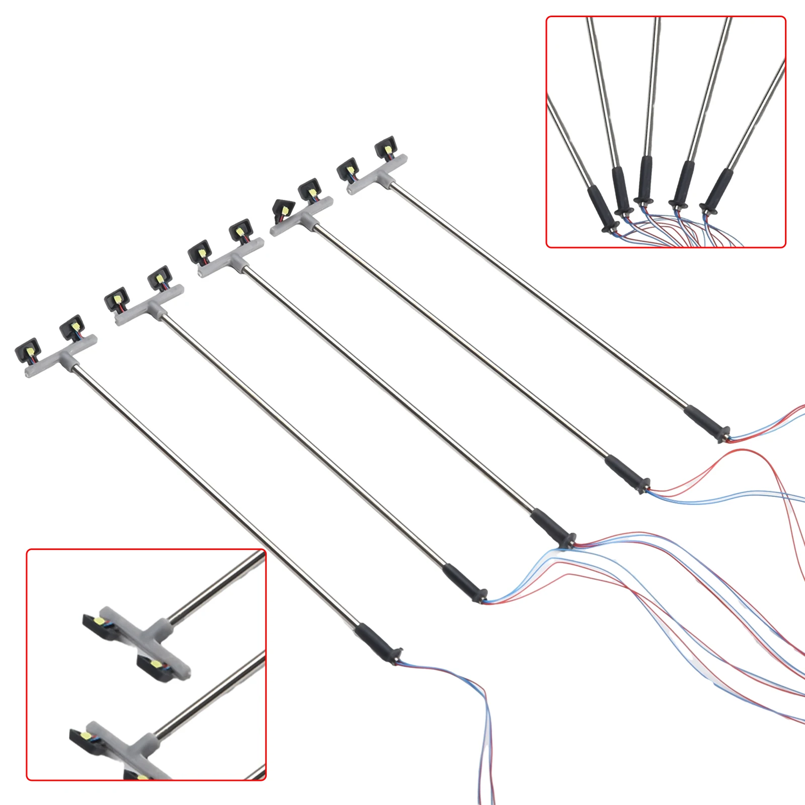 5 Pack Model Railway Yard Lights Twin LED Lamps OO 00 Guage Flood Light 1:76 Model Railroads 5*Twin LED Yard Lights