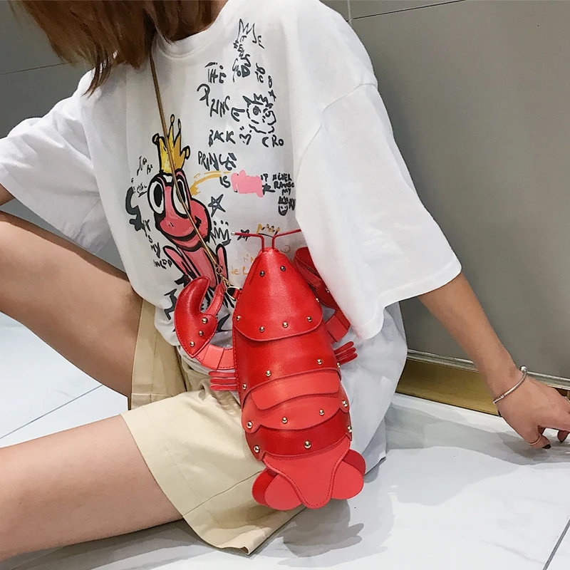 Cute Fashion Lobster Style Crossbody Mini Bag  Pu Leather Girl's Chain Purses and Handbags Women Shoulder Bag Clutch Bag 2021 4