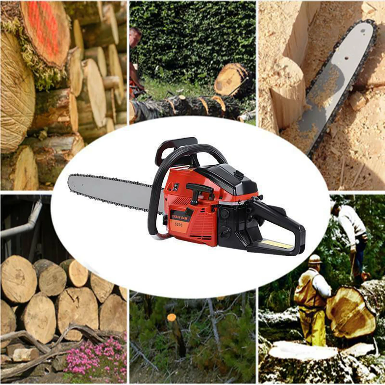 (Ship from USA) Gas Chainsaw Gasoline Powered Chainsaws Chain Saw Gas 2-Stroke 52cc Heavy Duty 22" Blade Chainsaw 3