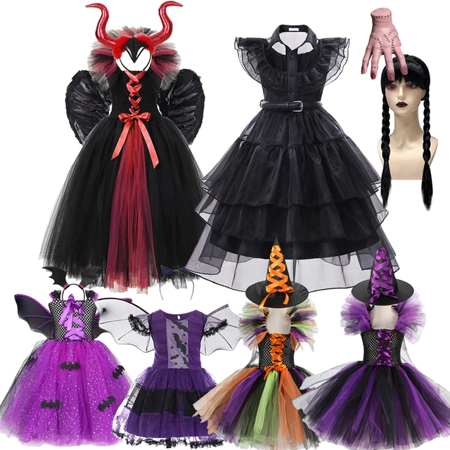 Fantasia vampiro gótico para crianças, traje infantil para meninas, dia das  bruxas, cosplay, vampiro - AliExpress