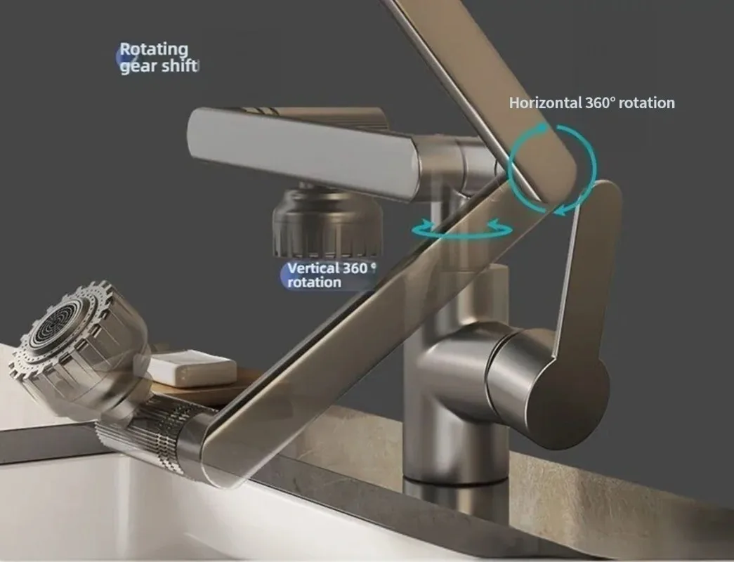 Mechanical Arm Universal Faucet Bathroom Kitchen Splashproof 360 degree swivel kitchen faucet Hot and Cold Tap Faucet Accessorie