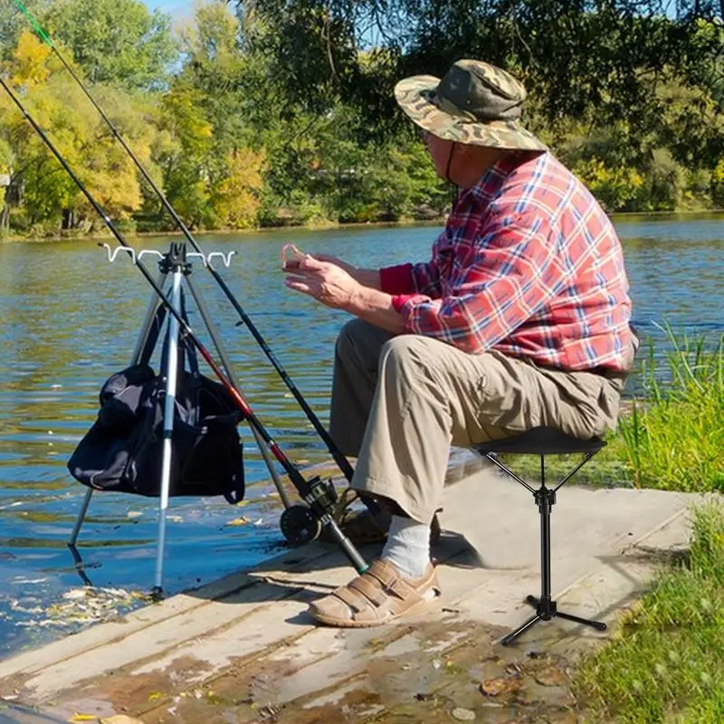 Outdoor Foldable Chair Camping Portable Stool Strong Load-Bearing Backpacking Stool with Three Height Modes for Fishing