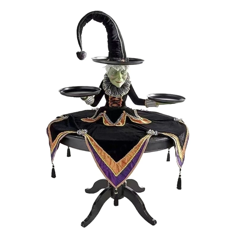 

E5BB Halloween Witch Display Stand Tray Witch Bowl Holder Resin Witch Tabletop Server