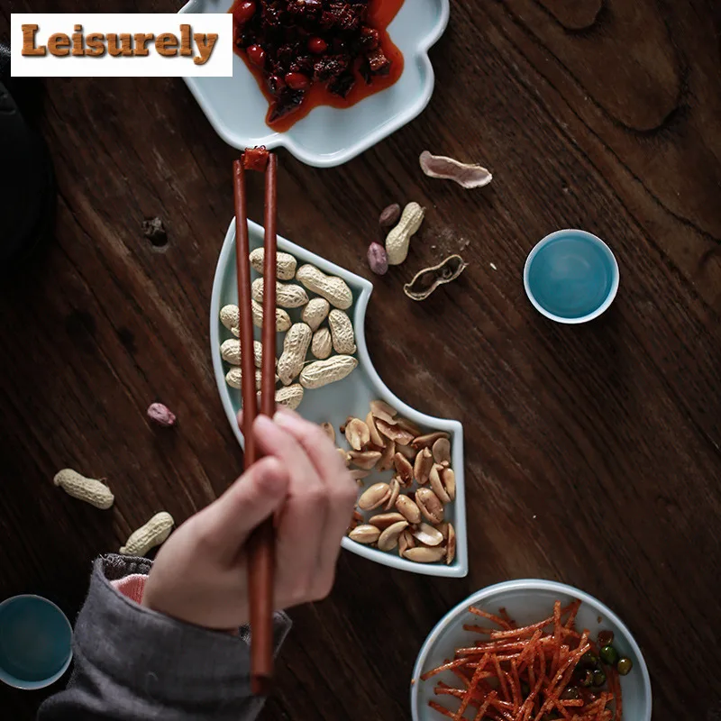 Misty Blue Fruit Dishes Japanese Pastry Plate Trinket Dish Candy Bar Cake Display Stand Household Plates For Food Gift Supplies