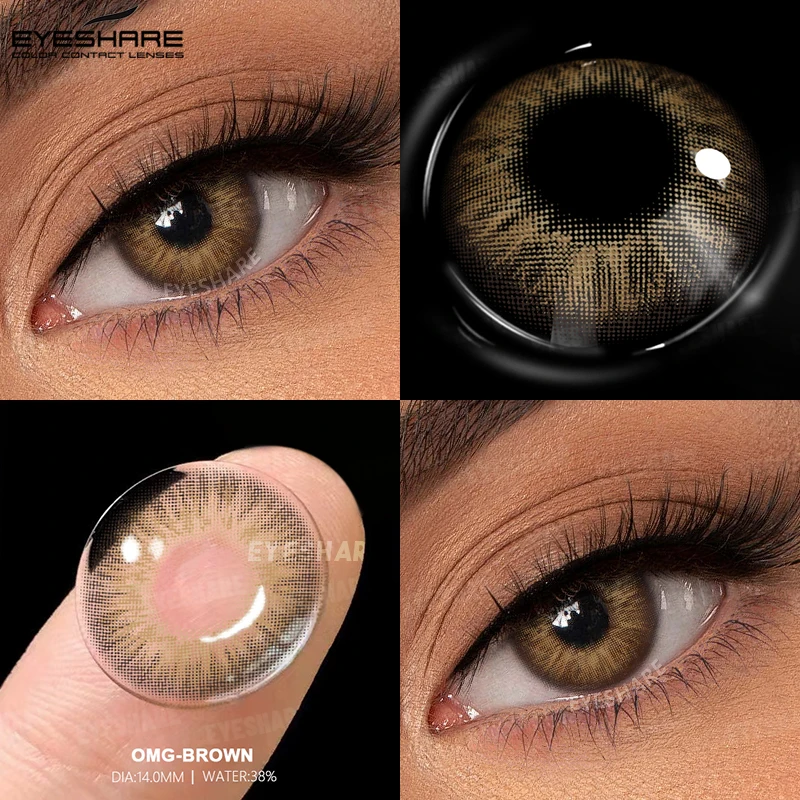 EYESHARE Farbkontaktlinsen für Augen, natürliches Grau, Schönheit, Schüler, Augenlinsen, braune Kontakte, 2 Stück, 1 Jahr, modisch, grün, Pupillentes – Detail 9