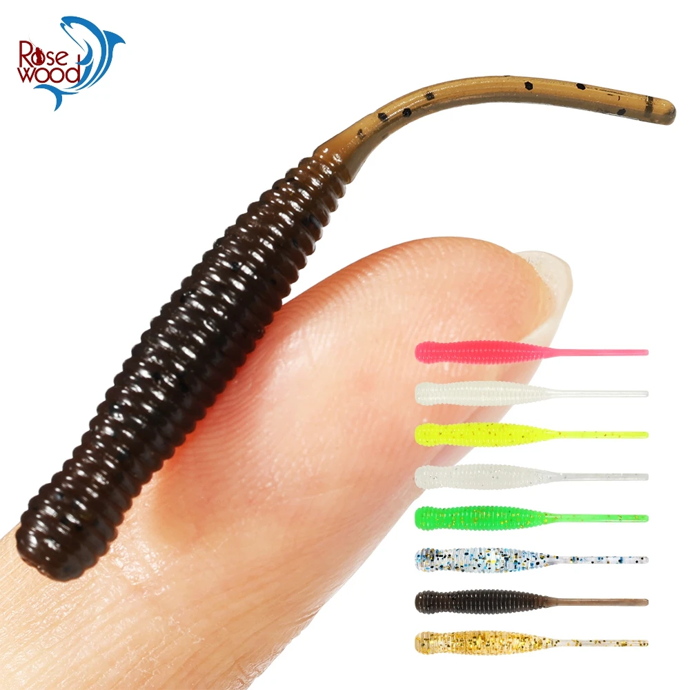 Rosewood Ajing & Micro Lures 44mm Worm Soft Pintail Dropshot Fishing Bait  Swimbait Plastic Crappie Walleye Trout Bass Pike Peche