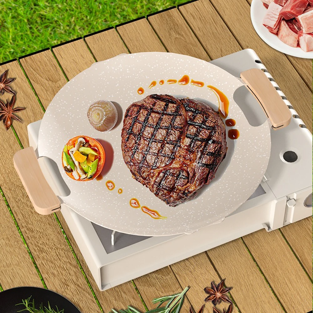 Padella per Barbecue rotonda coreana padella per Barbecue pancia di maiale  fornello antiaderente fornello a induzione in pietra Maifan vassoio per