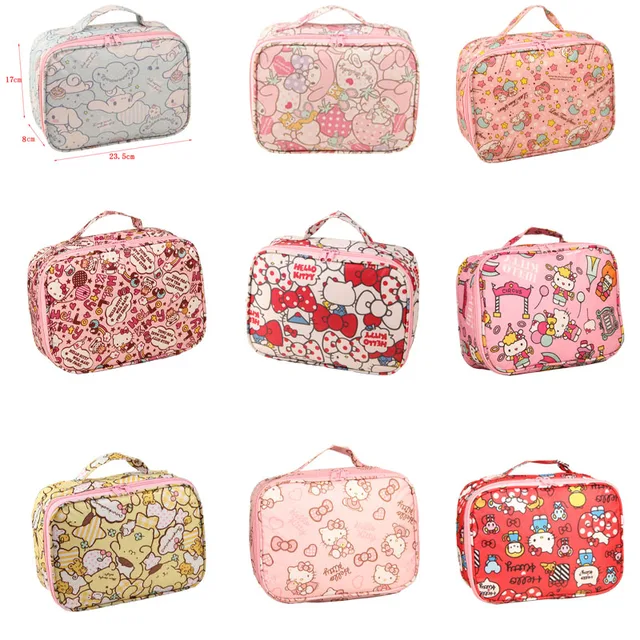24Cm Sanrios Kawaii Cute Cinnamoroll Hello Kitty My Melody Cosmetic Bag Cartoon Washing Bag Storage Bag Organizing Bag 1
