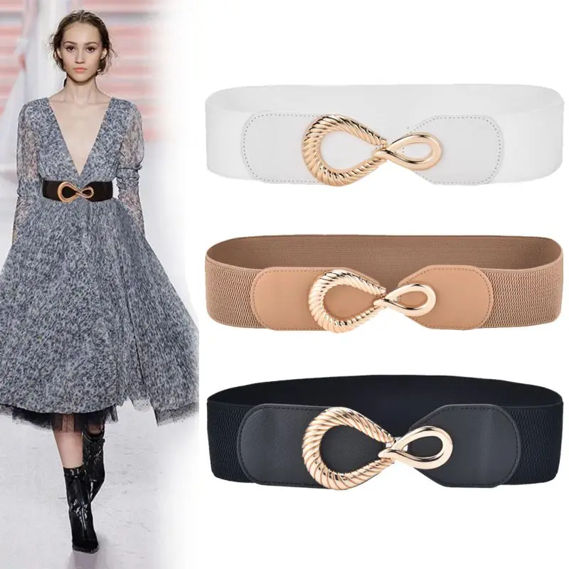 Elegantes Wassertropfen-Design für Damen, PU-Stretch, breiter Gürtel, Kleid, modisch, dekorative Taillengürtel