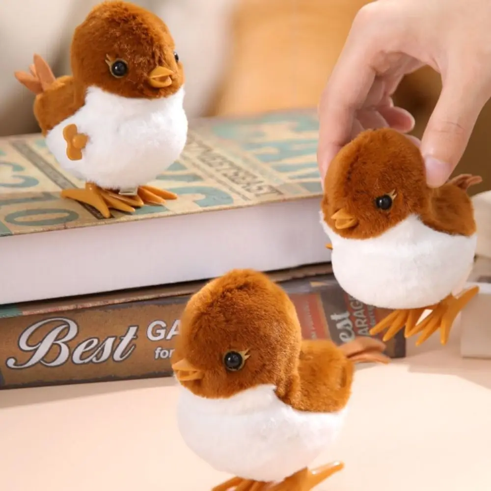 

Cute Sparrows Wind Up Jumping Toy Doll Lifelike Clockwork Spring Guide Baby Crawling Toy Plush Baby/Toddlers