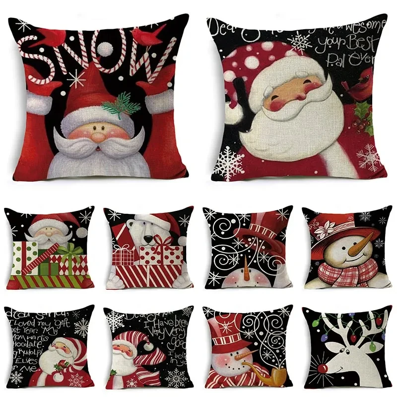 

Christmas Pillow Cover White Santa Claus Cartoon Pillowcase Sofa Dining Table Decor Big White Bear Cushion Covers Holiday F1207