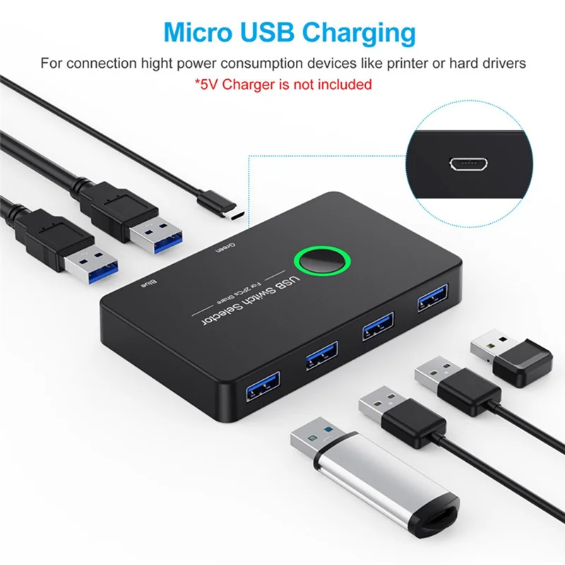 USB KVM Switch USB 3.0 KVM Switcher for Keyboard Mouse Printer Mi Box 2Pc Port Sharing 4Pcs Device Hub