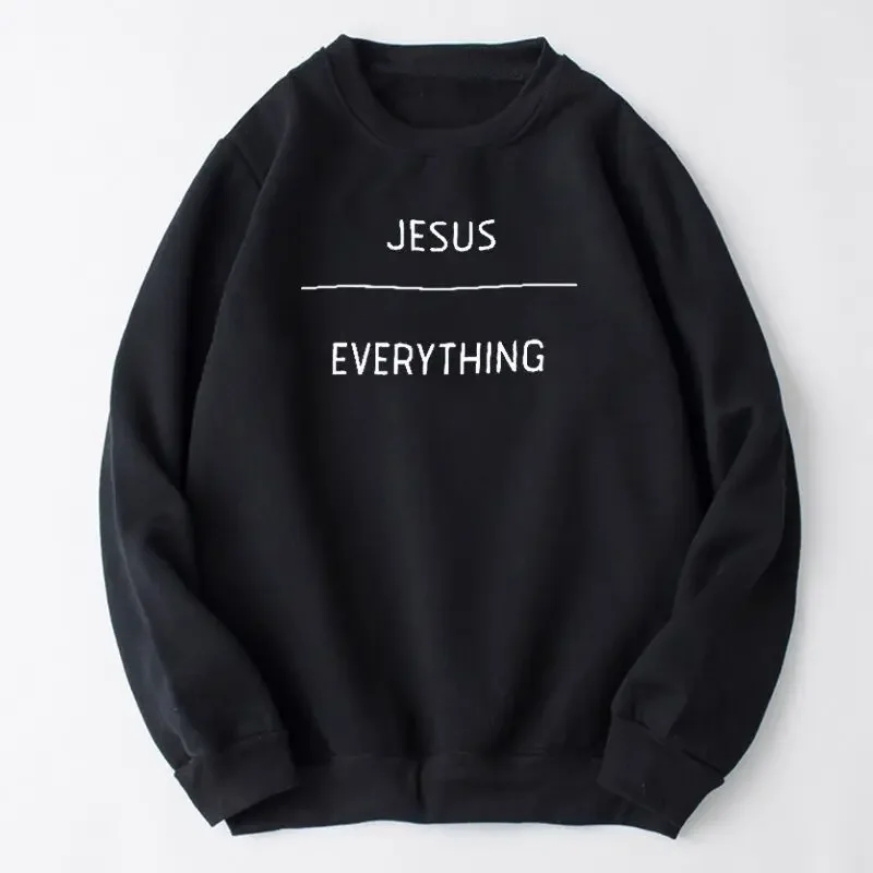 

Jesus Everything Graphic Harajuku 100% Cotton Sweatshirt Women Fashion Aesthetic Christian Pullover Casual Long Sleeve Tops