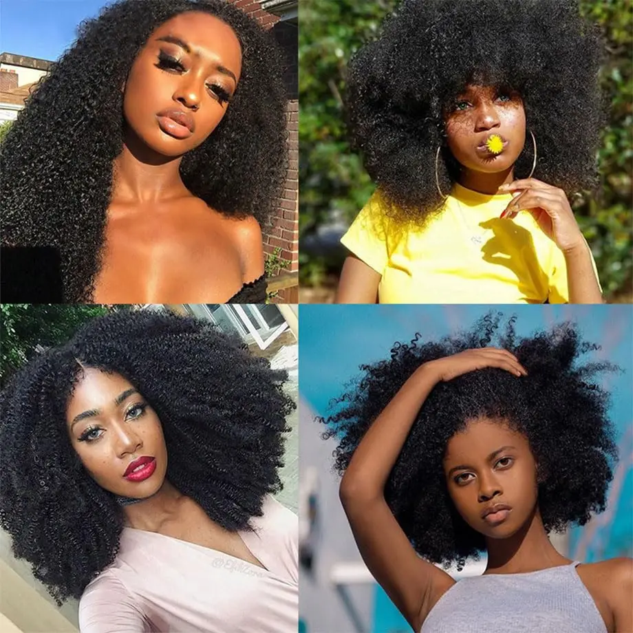 Afro Kinky Curly 13&times;4 Lace Front Closure Human Hair Transparent Lace Handtied Pre Plucked Soft Brazilian Hair Natrual Color