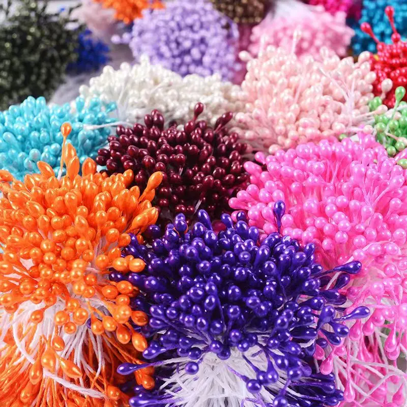 Mehrfarbig, 3 mm, 150 Stück, künstliche Zuckerblüten-Staubblätter für Bastelarbeiten, Zuhause, Hochzeit, Dekoration, Kuchendekoration und DIY-Stempelstaubblatt – Detail 1