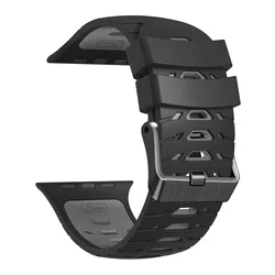 Silicone Activewear Watch Strap - Multi-Size Flexible Wristband for 49mm-46mm-45mm-44mm (Black grey)