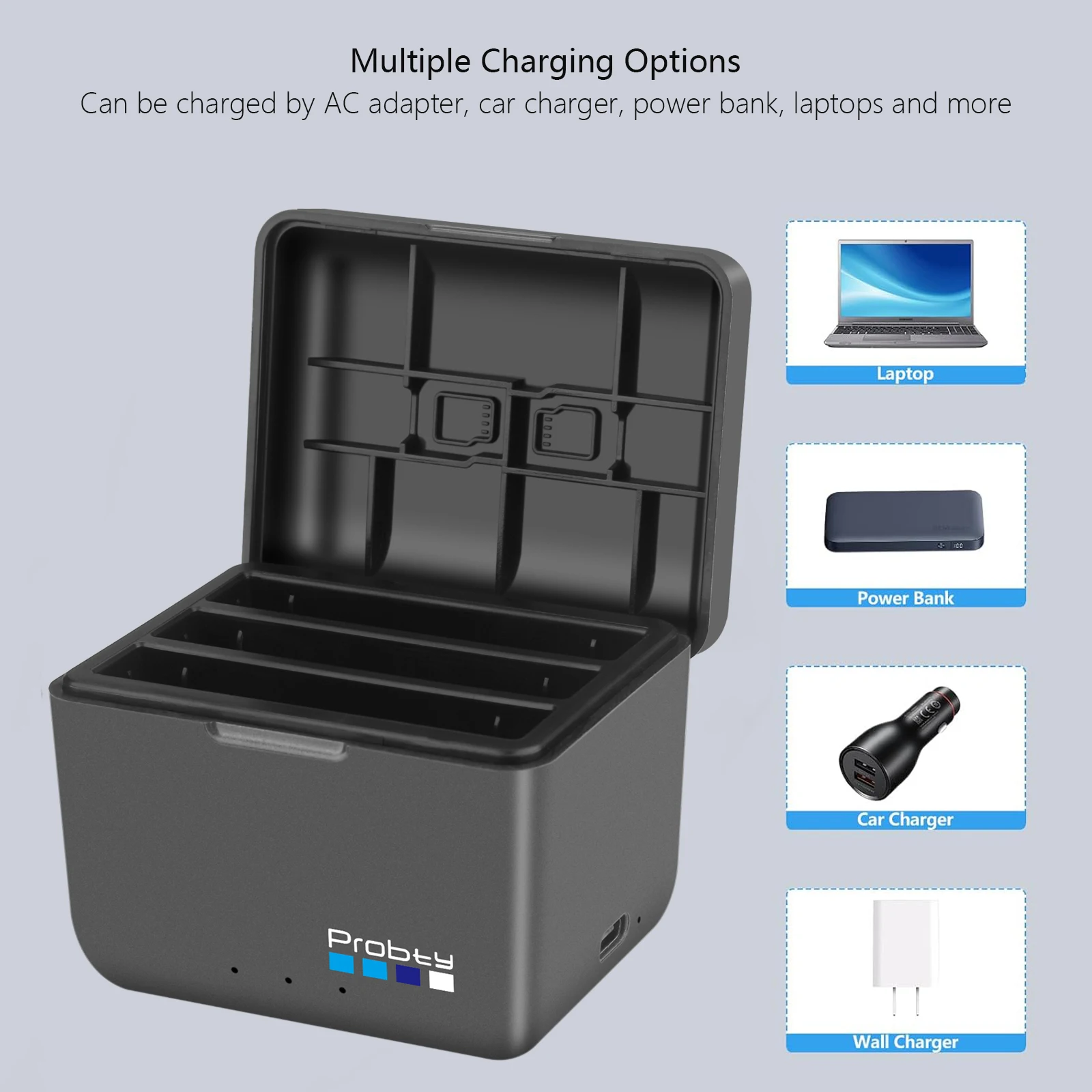High Capacity 2600mAh Battery with Fast Charging Case and Storage Box