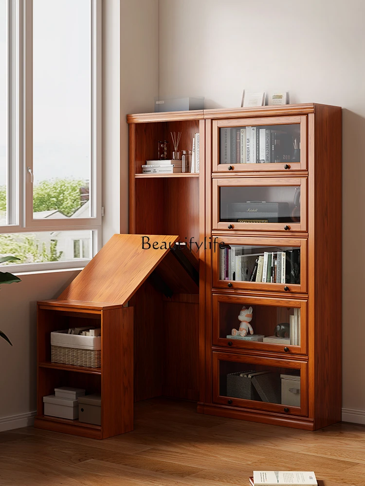 

Folding Corner Bookcase Integrated Solid Wood Study Home