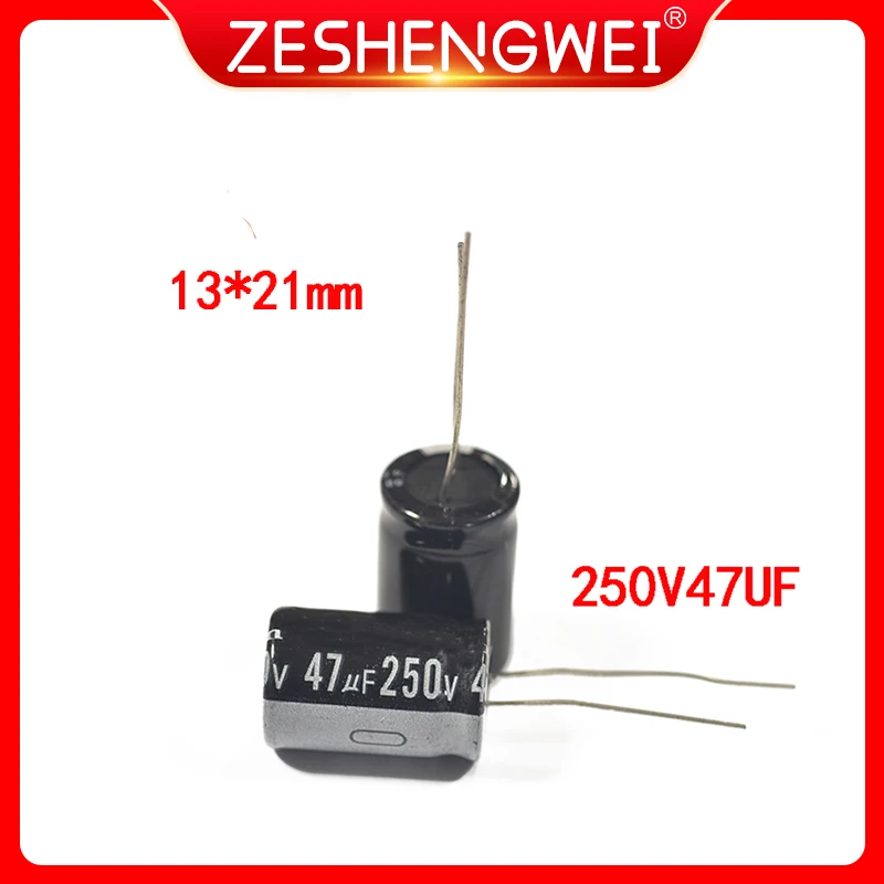 10PCS 250V 47UF Aluminum Electrolytic Capacitor 47UF 250V 13*21mm NEW Electrolytic Capacitor Size：13x21