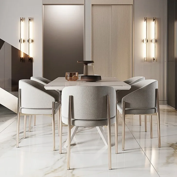 4Psc Nordic Light Luxury Stainless Steel Dining Chairs Backrest Comfortable Chairs Nordic Chair Прозрачные Стулья Cadeira