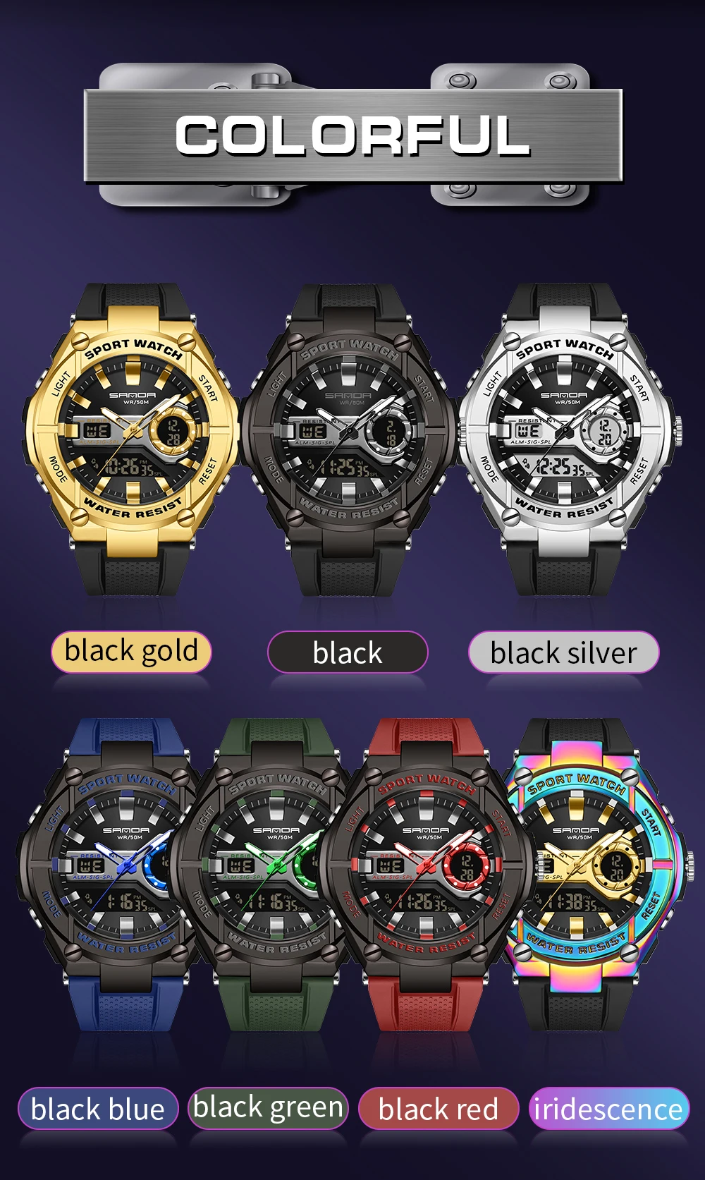 SANDA 2023 New Men's Watches 50M Waterproof Quartz Wristwatch Sport Military LED Digital Watch for Male Relogios Masculino 3123