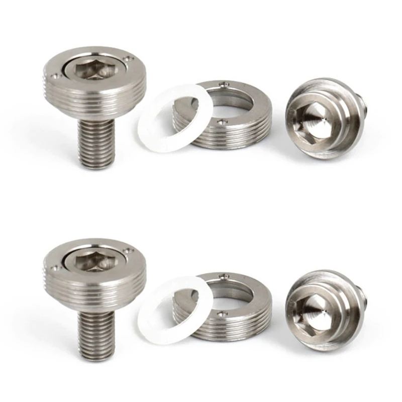 

2X Titanium Alloy M8X15 Bicycle Hex Bolts For Brompton Bottom Bracket With Dust Cap Gasket Bike Parts- Titanium