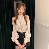 2025 Blusas Mujer De Moda Sweet Blouse for Women O-neck Long Sleeve Off Shoulder Summer Tops Temperament Fashion Shirts Blouses 1