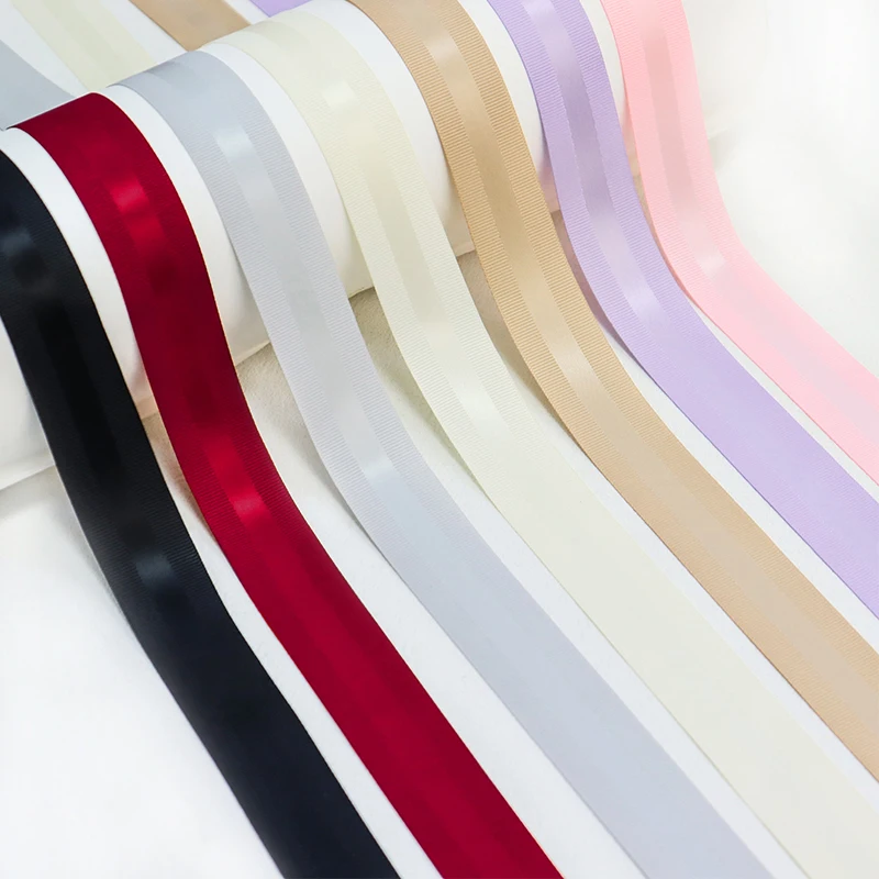 25mm Solid Color Double Edge Grosgrain Silk Satin Ribbon For DIY Hair Bows Party Wedding Christmas Decoration