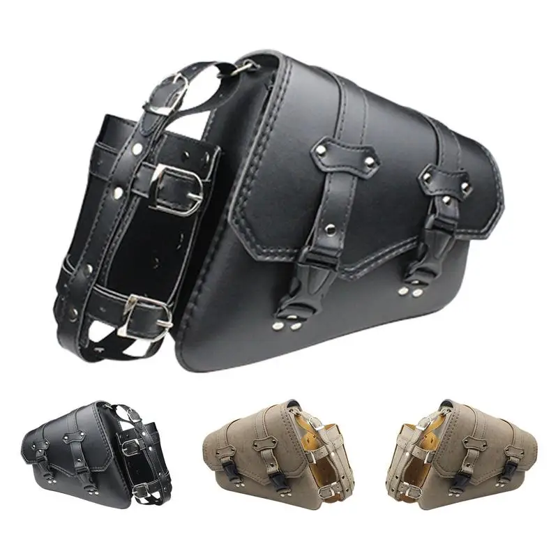 

Motorcycle Side Pouch Motorcycle PU Leather Side Saddle Bags Motorcycle Luggage Side Tool Bag Chopper Cruiser Cafe Racing Bobber