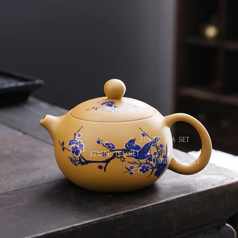 Color Changing Phoenix Singing Teapot with Heat Raw Mineral Gold Section Mud Semi Handmade Kung Fu Tea Set Tea Infuser