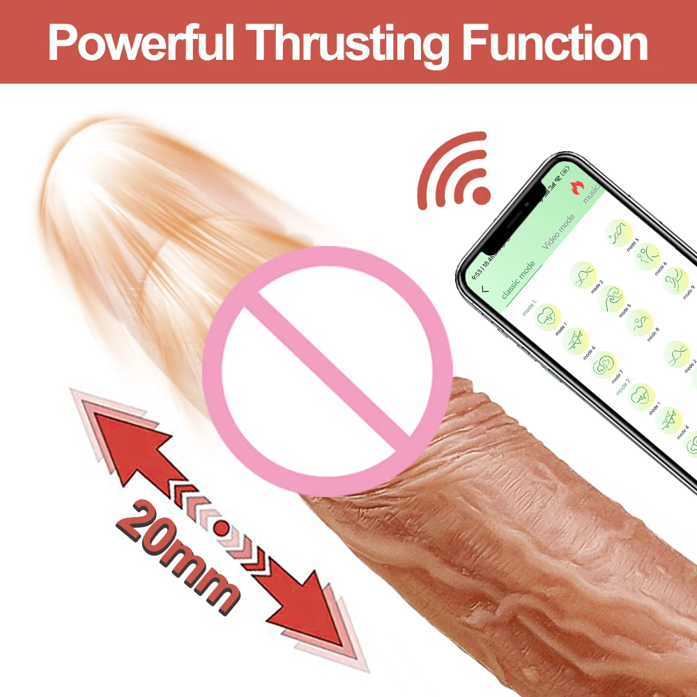 Controllo APP che spinge il Dildo vibrante masturbatore telescopico femminile del pene del riscaldamento con i giocattoli del sesso della ventosa per le donne adulto 18 +