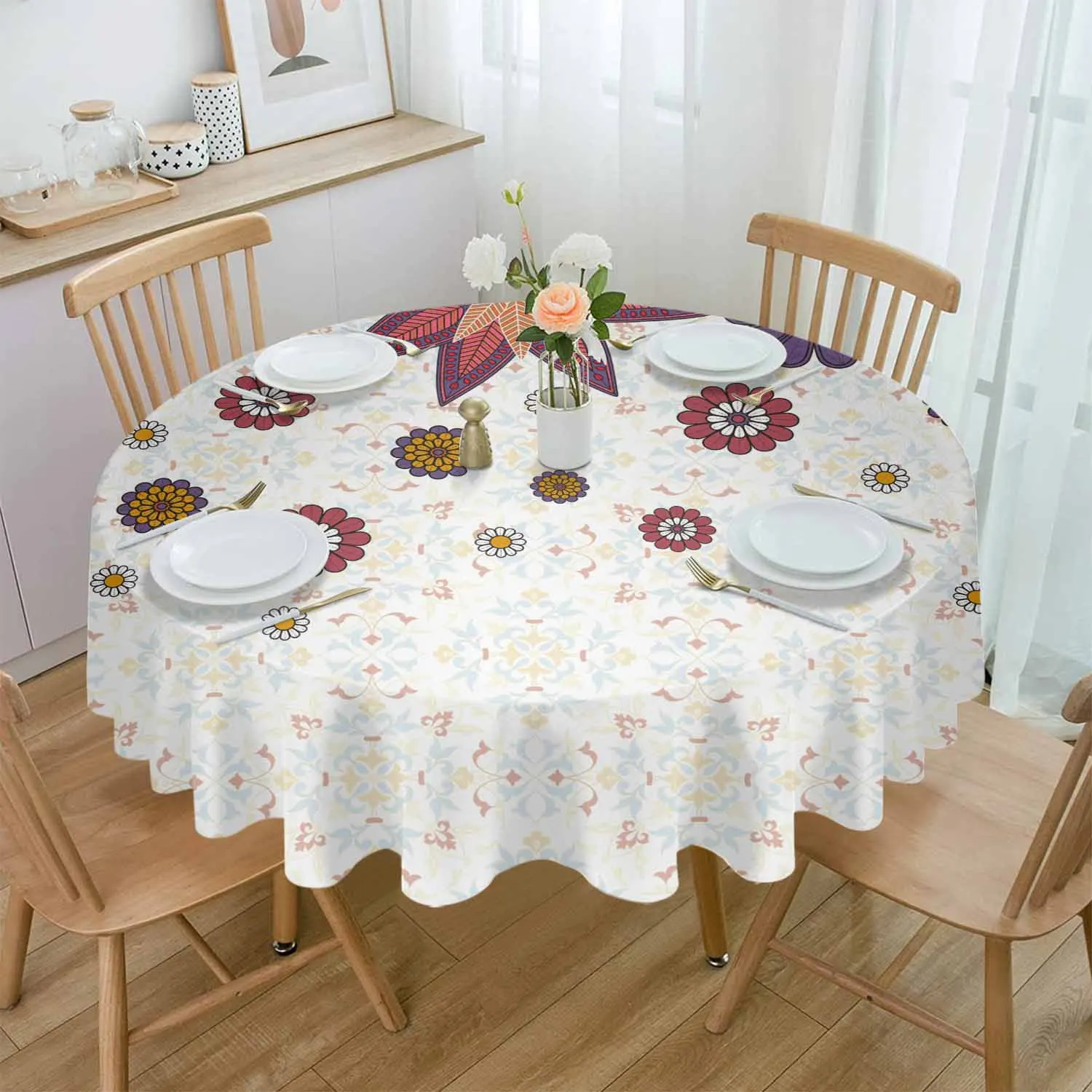 

Boho Retro Floral Table Cloth Waterproof Wedding Holiday Tablecloth Coffee Table Decor Table Cover