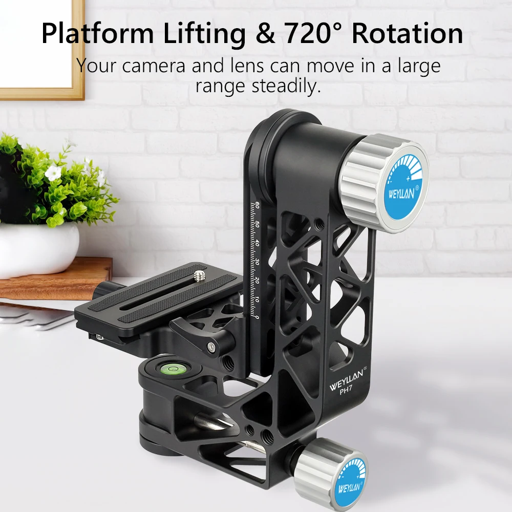 WEYLLAN PH7 Professional Gimbal Camera Tripod Monopod Head 720 Panoramic DSLR Camera Lens Telescope Arca-Swiss QR Plate NEW tripod ball head camera head adapter camera panoramic head
