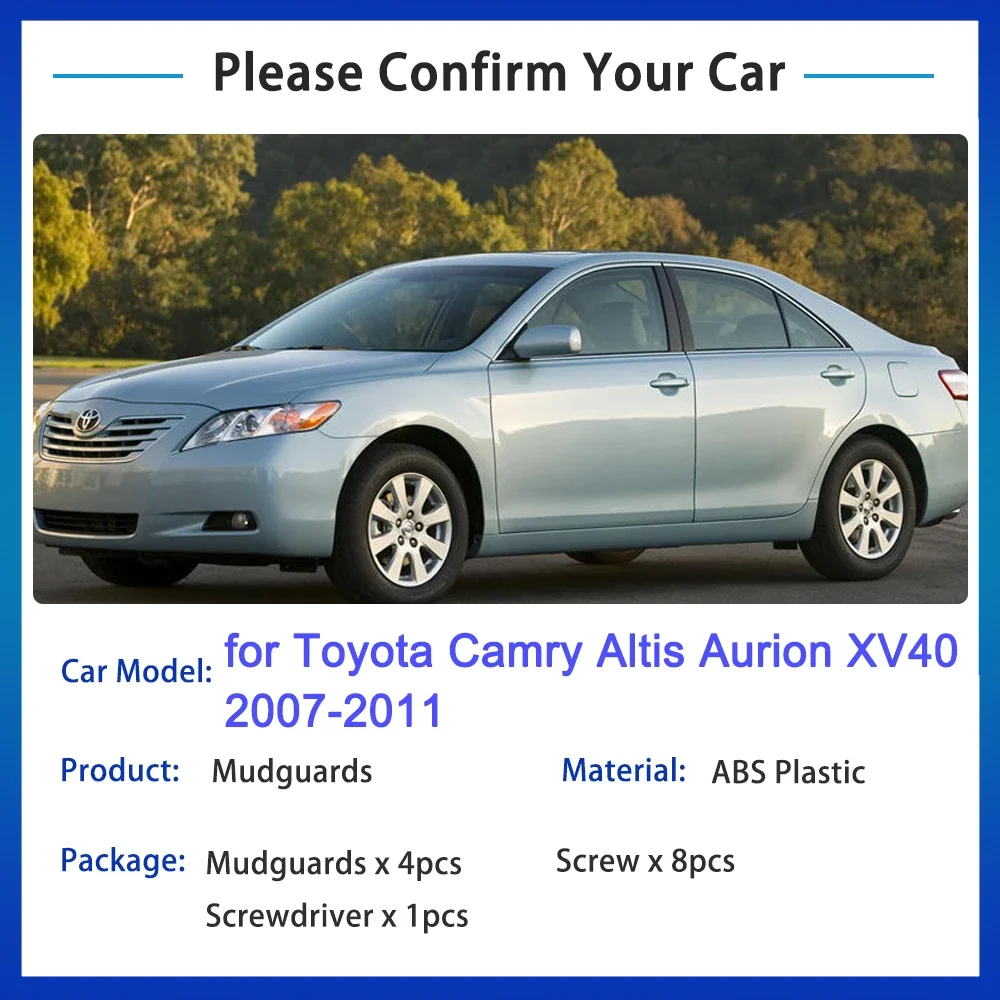 Toyota Camry Altis Aurion XV40 용 머드 플랩 2007 2008 2009 2010 2011 스플래시 머드 가드 프론트 휠 펜더 가드 자동차 액세서리