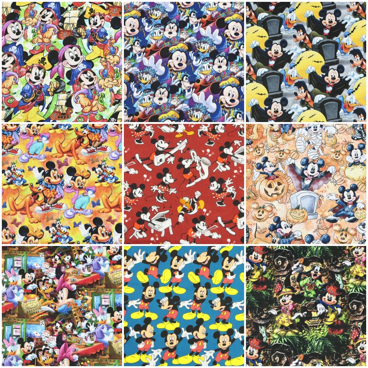 Width 1.1 Meter Disney Minnie Mickey Cotton Fabric,Cartoon Donald Duck Mickey Print Fabrics,Sew Patchwork DIY Quilting Material