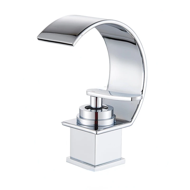 

Смеситель для раковины с креплением на столешницу, однорычажный Однорычажный кран для раковины, «Водопад», хромированный, для ванной комнаты