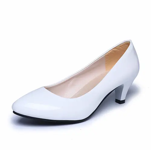 New Women's Shoes On Heels Elegant Medium High Heeled Ladies Pointed Toe Fashion Pumps For Woman Office Black White Red - Image 4