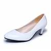 New Women's Shoes On Heels Elegant Medium High Heeled Ladies Pointed Toe Fashion Pumps For Woman Office Black White Red 4