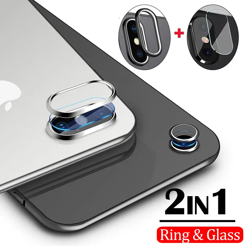 Tempered Glass Iphone Camera Case Metal Back Camera Lens Protector