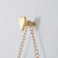 Brass Heart-Shaped Hooks for Bathrooms Coat Towel Wall Mounted Hooks Storage Hanging Rack Coat Caps Wall Hanger Decorative Hook 1