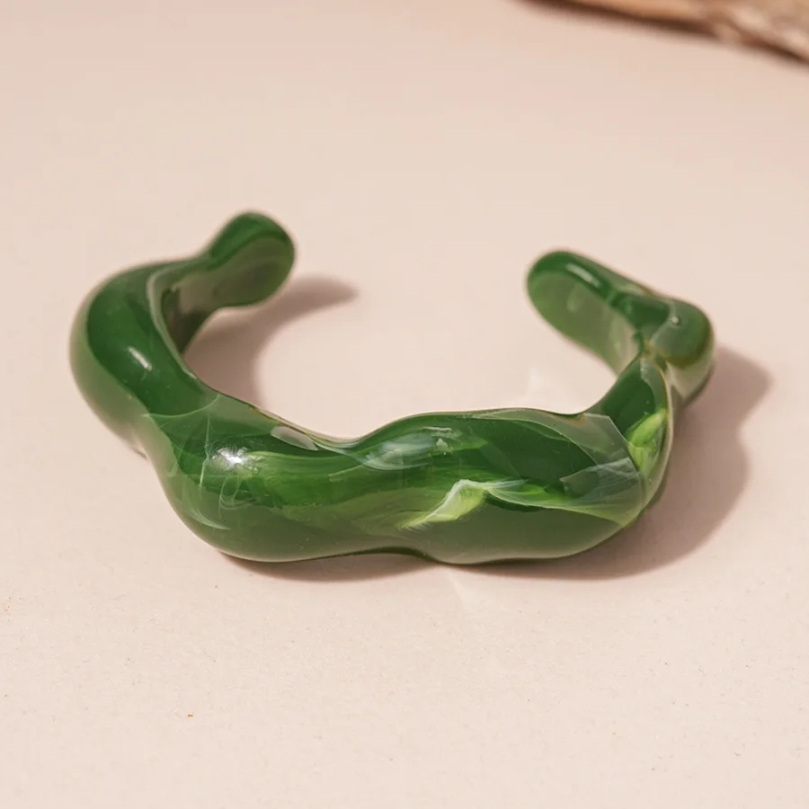 Bracelet En Résine Acrylique Vintage Pour Femme, Bracelets De Manchette Larges Et Ouverts Géométriques, Breloque Rétro Simple, Bijoux à La Main élégants, Mode