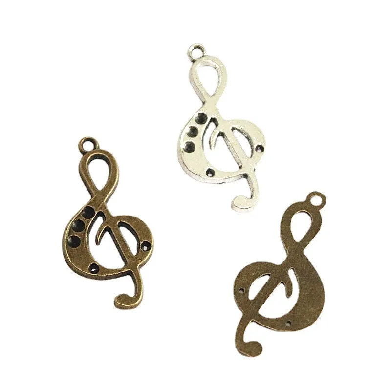 

40Pcs Musical Note Charms 36*17MM Antique Silver Plated Bronze Color Pendant Making DIY Handmade Jewelry Accessories