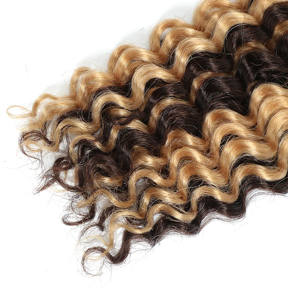 Human Braiding Hair 1 Bundle 20 Inch Highlight P4/27 Color Deep Wave Bulk Bundles