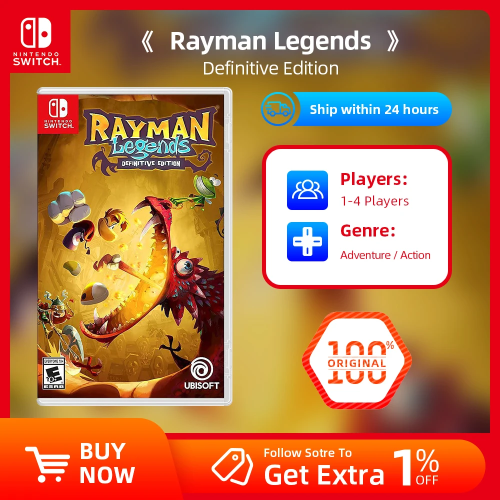 Nintendo Switch Game Deals -Rayman Legends - Definitive Edition - Support  TV Tabletop Palm Game Mode