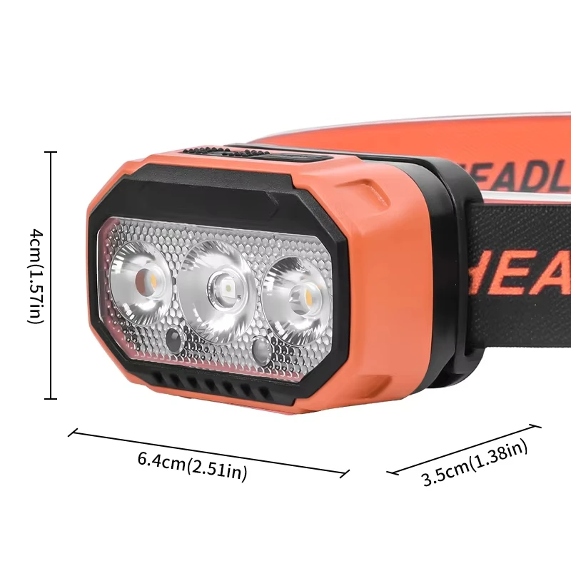 USB 충전식 LED 헤드램프, 6가지 모드를 갖춘 매우 밝은 헤드라이트, USB 충전, 45 °   조절 가능하고, 오래 지속되며, 캠핑, 러닝에 적합합니다.