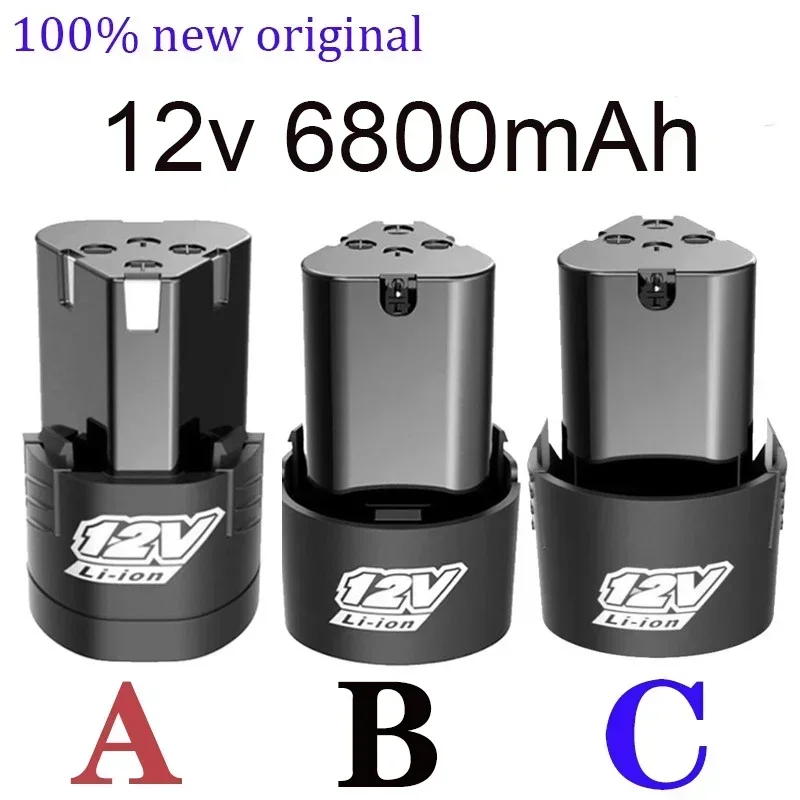 전동 공구 용 대용량 12V 6800mAh 범용 충전식 배터리, 전동 드라이버 전기 드릴 리튬 이온 배터리